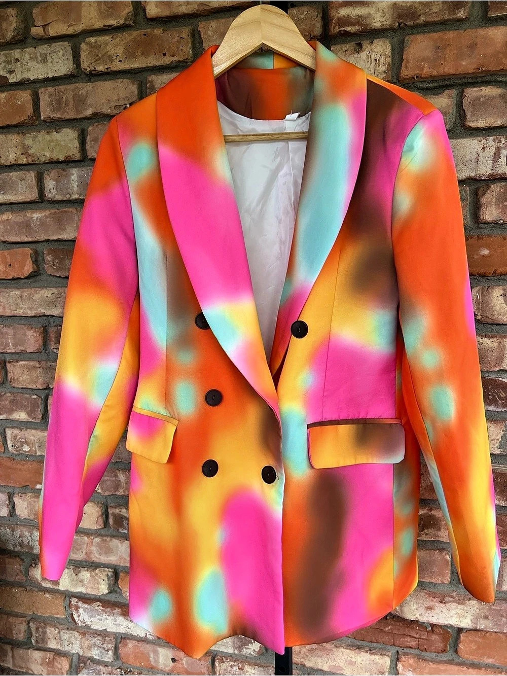 SHEIN Abstract Blazer in Pink & Orange Like New